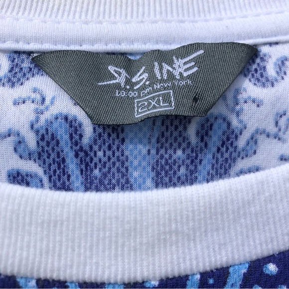 ☀️LAST CALL☀️ Pop Art Shirt New York BLUE WAVE Graphic Zippers HipHop 2XL - Picture 2 of 5